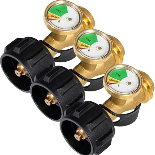 GASPRO Universal Propane Tank Gauge, Fits for 5-100lb Propane Tank Cylinder, Propane Adapter with POL Connection for RV, Camper, Gas Grill, Fire Pit