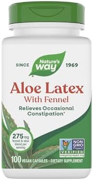 Nature's Way Aloe Latex with Fennel, 275 mg per Serving, 100 ct | Aloe Vera Capsules for Occasional Constipation*, Non-GMO Project Verified, Vegan
