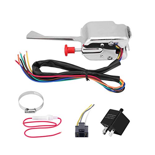 Cnfaner Universal Street Hot Rod Chrome Turn Signal Switch for Buick Ford GM 12V Heavy Duty Vintage Car Truck with 3 Pin Led Flasher Relay Plug