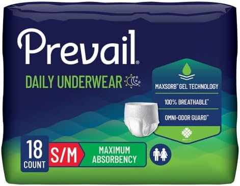 Prevail Daily Protective Underwear - Unisex Adult Incontinence Underwear - Disposable Adult Diaper for Men & Women - Maximum Absorbency - XX-Large - 12 Count (Pack of 4) | Prevail Daily Unisex Underwear Maximum Disposable Incontinence Underwear Pull On w…