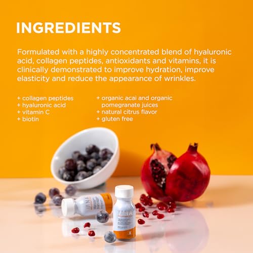 IMAGE Skincare, YANA Liquid Collagen Shots, 28 Daily Shots | 2500 mg Hydrolyzed Bovine Collagen Peptide Supplement with Biotin, Natural Citrus Flavor