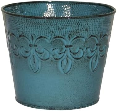 MPT01891 Fluer De Lis Series Metal Planter Flower Pot, 6", Color Tansy Green