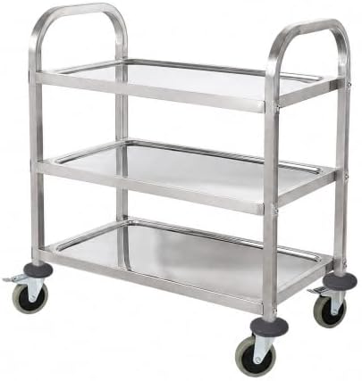 Metal 3 Tier Utility Cart Kitchen Trolley Catering Storage Cart with Universal Wheels Easy to Assemble& Move for Kitchen Restaurant Hotel Cafe Home