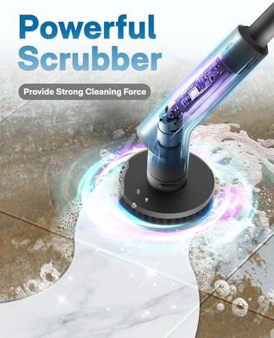 HOTO Cordless Electric Spin Scrubber, 6 Brush Heads, for Bathroom, Tile | IPX7 Full Body Waterproof Bathroom Cleaning Brush, Max 22 in-lb