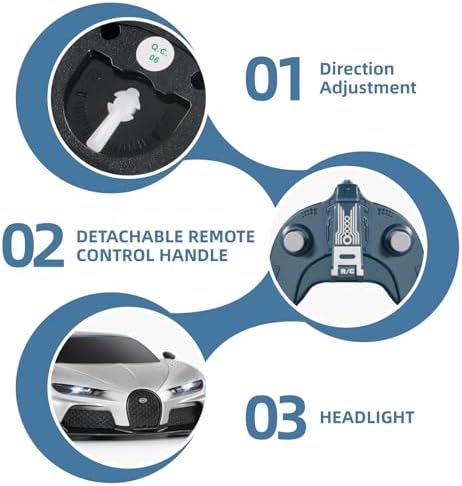 MIEBELY Licensed Bugatti Divo 1:24 Model RC Race Car for Kids Adults | Officially licensed;2.4GHz control; LED headlights;3.7V battery;sturdy ABS;indoor/outdoor play;gift for boys & collectors