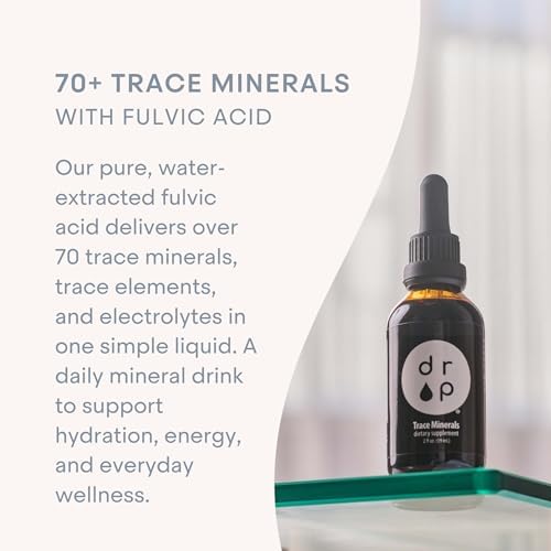 Drop Trace Minerals with Fulvic Acid, Liquid Ionic Mineral Drops with Electrolytes – 72+ Minerals, for Energy, Hydration & Gut Health – No Pills
