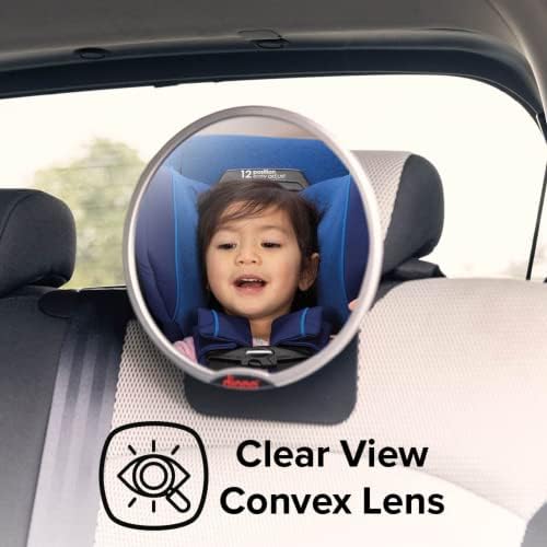 Diono Easy View Pack of 2 Baby Car Mirrors, Safety Car Seat Mirror for Rear Facing Infant, Fully Adjustable with 360 Rotation, Wide Crystal Clear View
