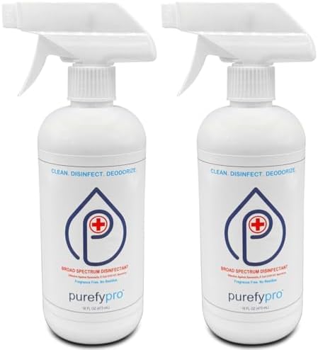 Purefypro Disinfectant Spray (1.7oz, 6 Pack) - No Rinse. No Residue. Kills 99.9999% Norovirus, HIV, Hepatitis, Flu, Monkeypox Virus, and Fungi, MRSA VRE, Drug Resistant Germs. (On The Go)
