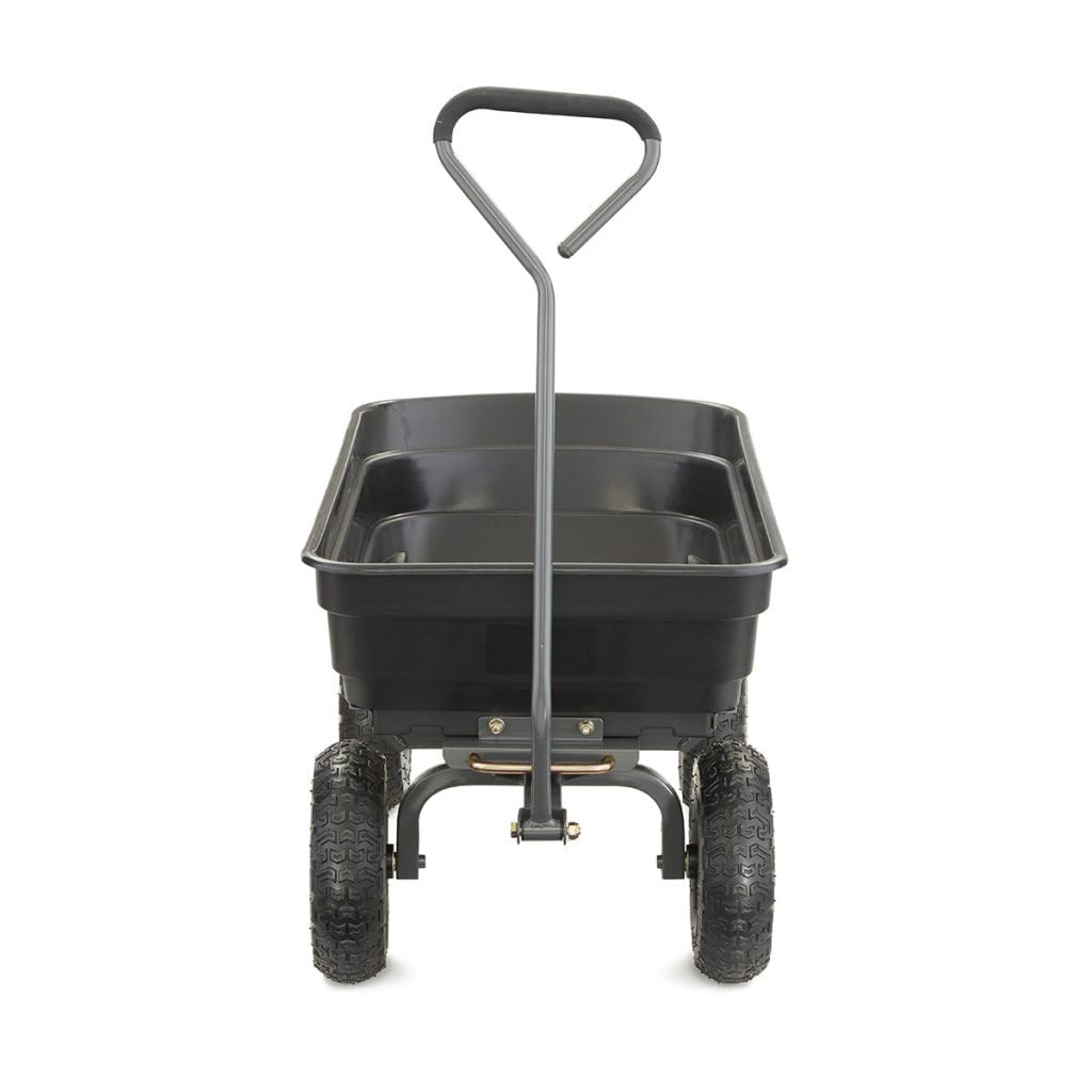 Gorilla Carts Poly Garden Dump Garden Cart with Easy to Assemble Steel Frame, Camping Wagon with Quick Release System, 1200 Pound Capacity, and 13 Inch Tires | 1,200-lb Capacity, 6 Cu Ft Tub Poly Dump Cart with Quick-Release Dump for Bigger Yard Cleanup…