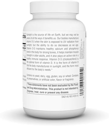 Source Naturals, Vitamin D-3, 50 mcg (2000 IU) - 200 Capsules | Bioactive Form for Bone & Immune Health