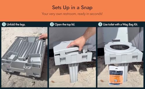 Cleanwaste GO Anywhere Portable Folding Toilet - Plus Bonus Original Wag Bag Kit