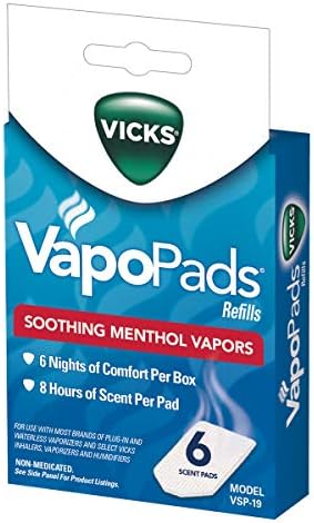 Vicks VapoPads– Soothing Menthol Vapor Pads 6 Count (Pack of 1) | Use with Vicks Humidifiers, Vaporizers, Waterless Vaporizers, and Sinus Inhalers