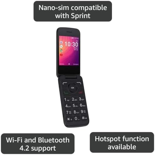 Alcatel GO FLIP 3 Black 4GB 4052W (GSM Unlocked) Flip Phone - For Senior Easy Use (Renewed)