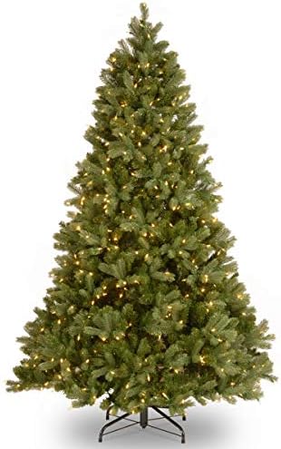 National Tree Company 7.5ft Pre-Lit Downswept Douglas Fir Christmas Tree | 750 Clear Lights, 1,867 Tips, Includes Stand, Artificial, Green