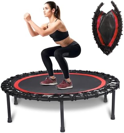 40" Mini Trampoline for Adults, Fitness Rebounder with Elastic Bands, Indoor Exercise Trampoline, Low Impact Workout Equipment for Home Gym