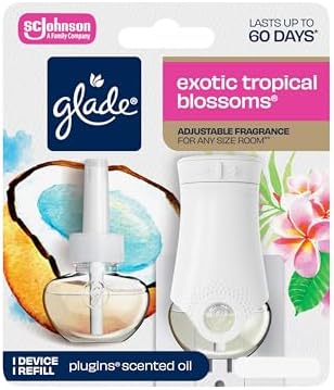 Glade PlugIns Refills Air Freshener Starter Kit, Hawaiian Breeze, Scented and Essential Oils for Home and Bathroom, 0.67 Fl Oz, 1 Warmer + 1 Refill