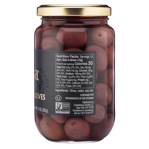 Mina Purple Beldi Olives, 12.5 oz (Pack of 6) - Moroccan Olives, Premium Handpicked and Naturally Cured Olives, Non GMO, Gluten Free, Low Carb, Vegan