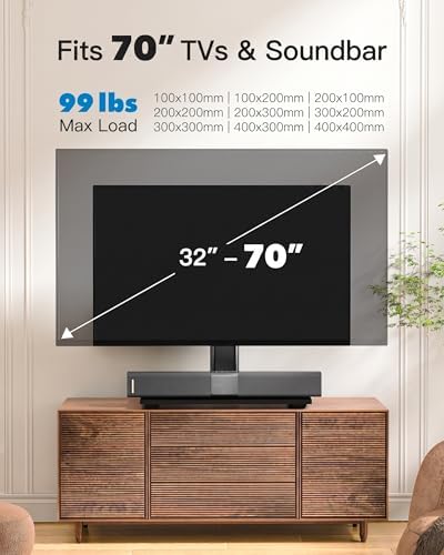 PERLESMITH Universal TV Stand Legs for 32-70 inch TVs up to 99 lbs, Height Adjustable Tabletop Television Stand Mount, Universal TV Base for Livingroom & Bedroom, VESA 400x400mm PSTVS04-N2