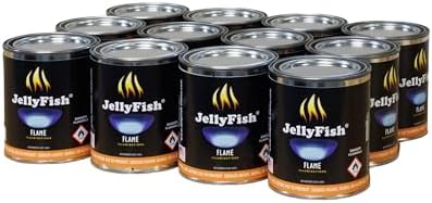 Real JELLYFISH Flame, 12 Cans (13 oz) Fireplace Gel Fuel Made in USA