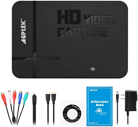 AGPTEK HD Game Capture Video Capture 1080P | HDMI/AV Recorder Xbox 360&One/ PS3 PS4,Support Mic in with Both HDMI and AV Input