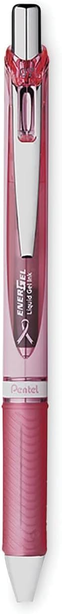 Pentel Pink BCA EnerGel Retractable Liquid Gel Pen, (0.7mm), Medium Line, Metal Tip, Pink Barrel, Black Ink, Pack of 3 (BL77PBP3A-BC)