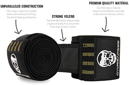 Gymreapers Knee Wraps for Squats and Powerlifting 72 Inch Compression Wraps with Strap for Men & Women Weightlifting Support
