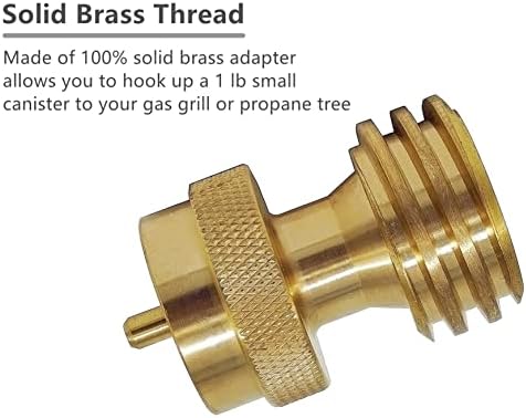 Steak Saver 1 lb to 20 lb Propane Tank Adapter for Grill with 1 lb Cylinder | 1"-20 Female Throwaway Cylinder adapter fits QCC1 POL hose and