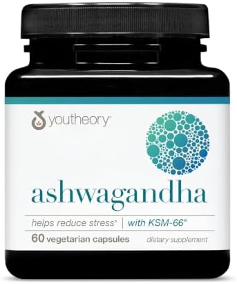Youtheory Ashwagandha, 1,000 mg, 60 Vegetarian Capsules, 30-Day Supply