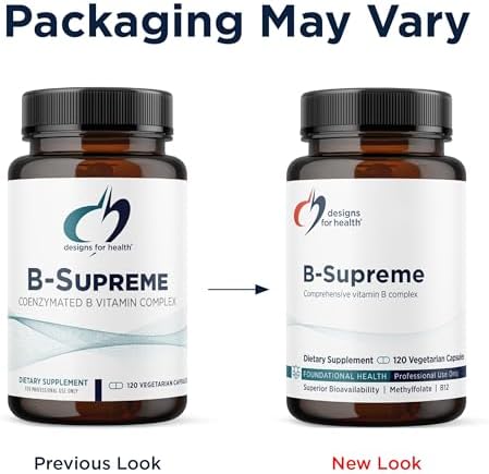 Designs for Health Vitamin B Supreme - B Complex Vitamins for Metabolism, Energy Support + Heart Health - Folate, Vitamin B12, Niacin, Biotin, Vitamin B6 + Thiamine B1 Supplement (60 Vegan Capsules)