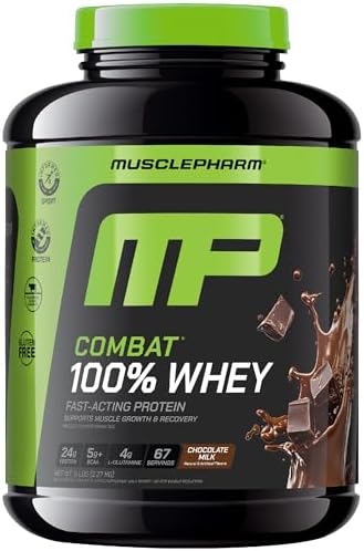 MusclePharm Combat 100% Whey Protein Powder, Vanilla Flavor, Fast Recovery & Muscle Gain with Whey Protein Isolate, High Protein Powder for Women & Men, Gluten Free, 5 lb, 70 Servings | Whey Protein Isolate, Fast Recovery Support, Muscle Gain Support, Hi…