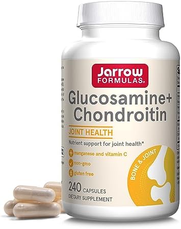 Jarrow Glucosamine + Chondroitin, Nutrient Support, 240 Capsules | Glucosamine Chondroitin Capsules, Dietary Supplement To Support Joint Health With Vitamin C & Manganese, 60 Servings