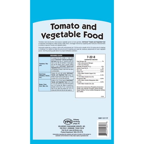 Fertilome (10855) Tomato & Vegetable Food 7-22-8, 4 lbs | 7-22-8 high-phosphorus granules - Bigger harvests, better flavor for tomatoes & vegetables - Veggie gardeners
