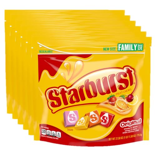 STARBURST Original Full Size Fruit Chews Chewy Candy Bulk 36 Packs, 2.07 oz | Soft fruit chews in full size packs, great for birthdays, desserts, road trips and pantry snacking, lunch box, bulk candy