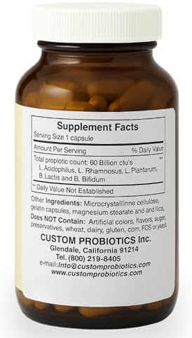 Custom Probiotics CP-1 Adult Formula – 60 Billion CFU Probiotic Supplement – 5 Strain High Potency Probiotics for Digestive & Gut Health