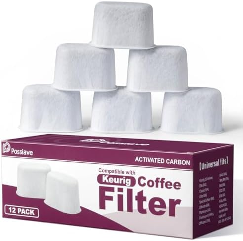 Possiave 12 Pack Water Filters Replacement for Keurig Coffee Maker | Charcoal Water Cartridges for Keurig K-Cup Brewers, Fits 1.0 B Series, 2.0 Lineup