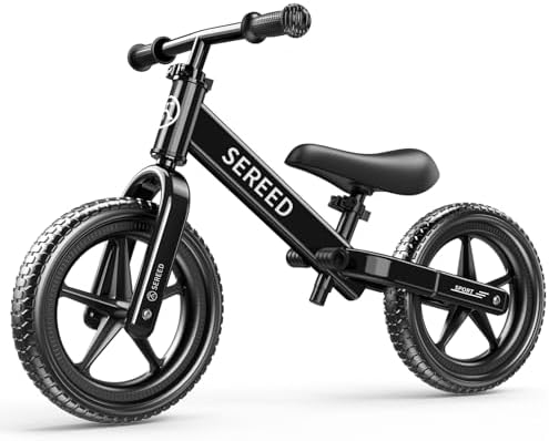 SEREED Toddler Balance Bike 2 Year Old, Gift for 2-3 Boys Girls, Adjustable | No Pedal Kids Toy Bike for 2-5 Years Old, Customize Plate with 3pcs Stickers (White)
