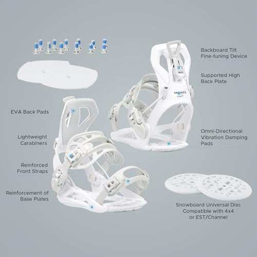 XCMAN Rear Step in Style Snowboard Bindings Lightweight Rear Entry All-Mountain Bindings for Men Women Easy in and Out