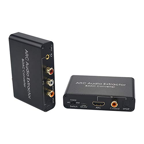 eARC Audio Extractor, eARC Audio Converter to HDMI Optical/SPDIF L/R 3.5mm AUX Sound Extractor, HDMI eARC/ARC to Optical Audio Adapter, for TV to Non-ARC Sound System Soundbar Speaker Amplifier