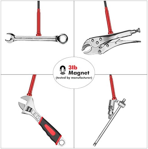 Housolution Grabber Tool Magnetic, Bendable Reacher with LED Lights, Blue