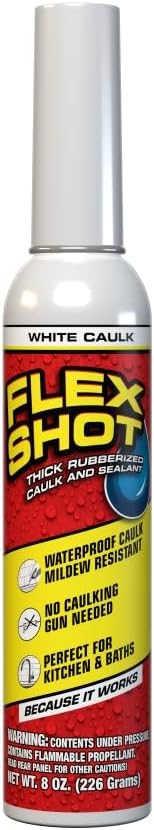 Flex Shot, Flexible Rubber Silicone Sealant, Waterproof Caulk, UV Resistant, No Caulk Gun Needed, Perfect for Kitchen, Bath, Showers, Sinks, Baseboards, Black, 8oz, 1-Pack