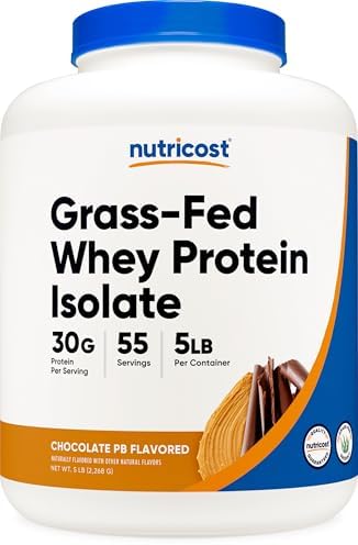 Nutricost Grass-Fed Whey Protein Isolate (Vanilla) 5LBS | GMO-Free, Gluten Free, Natural Flavors