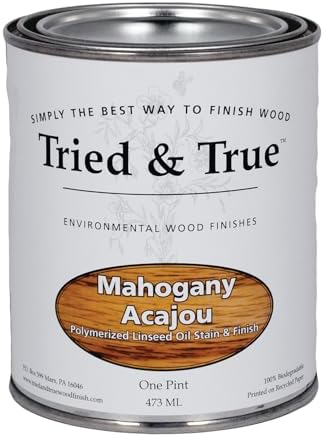 Tried & True Dark Walnut Stain & Finish, Pint | Linseed Oil Natural Wood Stain, Ideal for Home Improvement, Furniture, & Kitchen Wood Projects, Pigmented Danish Oil