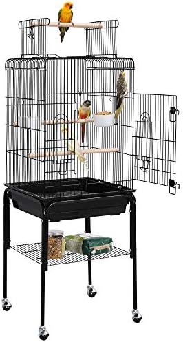 Yaheetech 53.5" Open Top Parrot Bird Cage with Detachable Rolling Stand, Roof Play Flight Cage for Cockatiels, Sun Conures