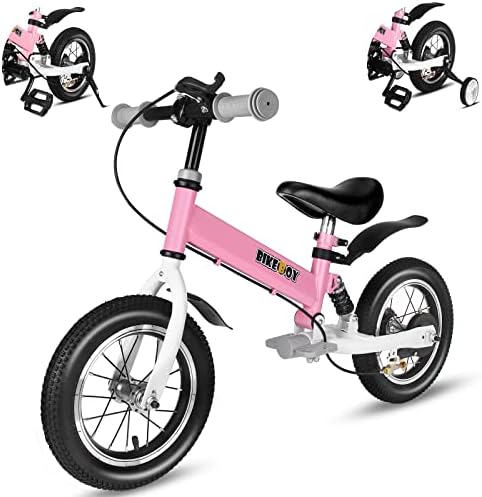 Balance Bike 2 in 1,The Dual Use of a Kids Balance Bike and Kids Bike,12 14 Inches for 2-6 Years Old,with Shock Absorbers, Fenders, Pedals, Auxiliary Wheels