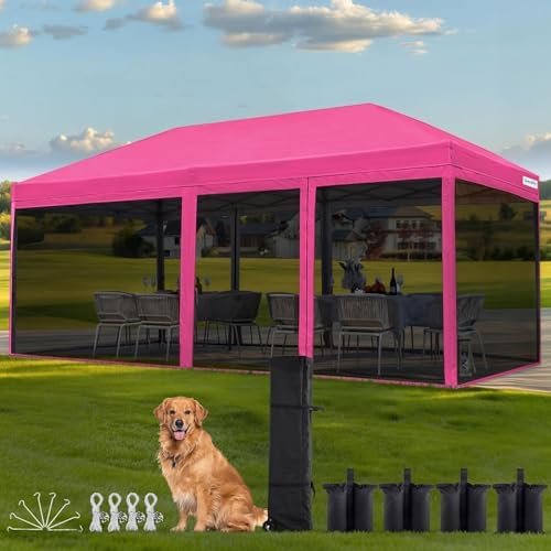Quictent 10'x10' Pop up Screened Canopy Tent with Mosquito Netting | Portable Easy up Outdoor Screen House Shelter for Patio, Camping and Picnic, Includes Wheeled Carry Bag