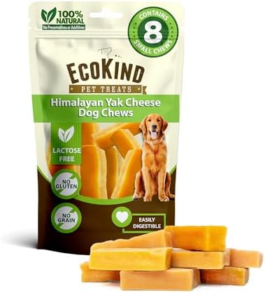 EcoKind Yak Cheese Himalayan Dog Chews, Yak Chews for Small Dogs, 8 Bones