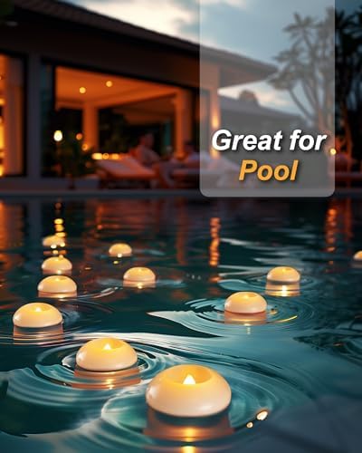 Homemory 3 Inch Flameless Floating Candles, White Real Wax, 100+ Hour, Battery Flickering Waterproof Tealights-Wedding Centerpiece, Engagement