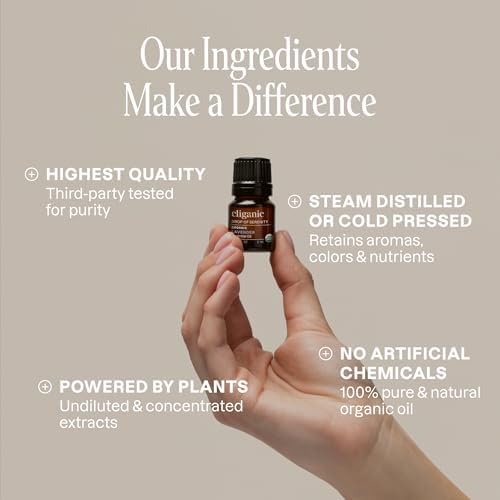 Cliganic Organic Essential Oils Set (Top 5 - The Classics) - 100% Pure Natural - Aromatherapy, Candle Making - Peppermint, Lavender, Eucalyptus