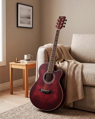 Winzz 40 Inches Acoustic Steel-string Guitar Beginner, Elegant Unique Color Design (Blue-green)