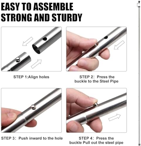 SANLIKE 2 Sets Tarp Poles 95in Telescoping Stainless Steel Tent Poles
